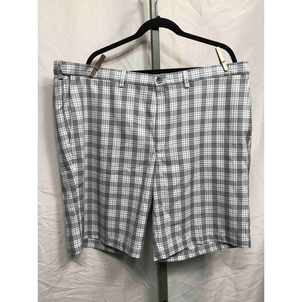 Haggar Mens Plaid Golf Shorts Size 44 Polyester Flat Front Casual Walking